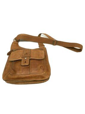 Fossil Long Live Vintage Boho Camel Pebbled Leather Crossbody Purse